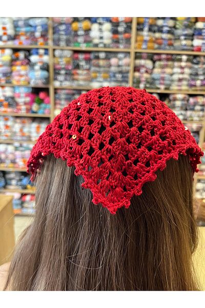 YUMAK HOBİ EVİ Red Knitted Bandana