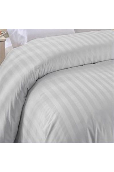 HomePuls Cearsaf de pilota 2 persoane Damasc Bumbac 100% tip Hotel cu dunga 1 cm, 160 x 220 cm, Gri