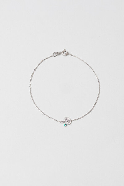 So CHIC... P Harfi 18 Ayar Beyaz Altın Kaplama 19 Cm Gümüş Bileklik