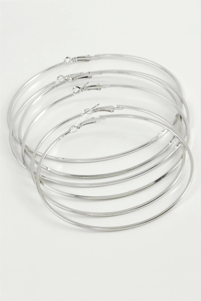 Eco Lounge Striped Crushed Metal Hoop Earrings 6 Pieces