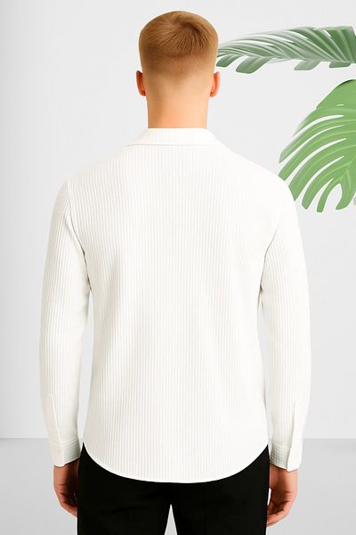 Ferhatlı Men's Corded Shirt Ottoman Fabric Lycra Seasonal Long Sleeve Shirt