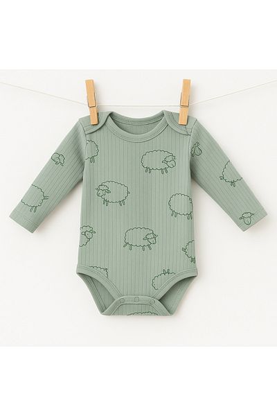 mini mia 100% Cotton Report Fabric Cute Animal Patterned Baby Badi 0-36 Months