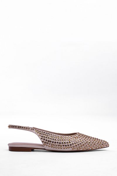 Tasarım Golden Glint Series – Stone Detailed Pointed Toe Banded Flat Sole Women's Shoes