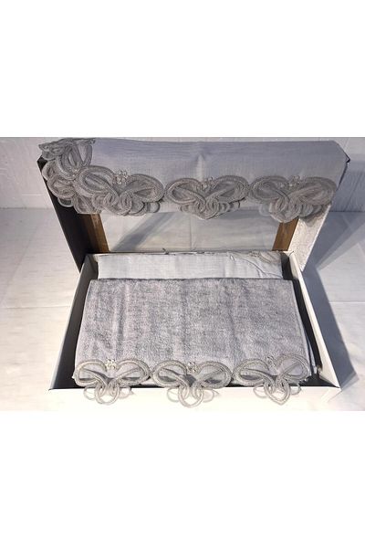 Vinezza Home Collection Vi̇nezza Home Collecti̇on Dowry Set 5 Pieces Linen French Guipure Prayer Rug Set Bundle Set