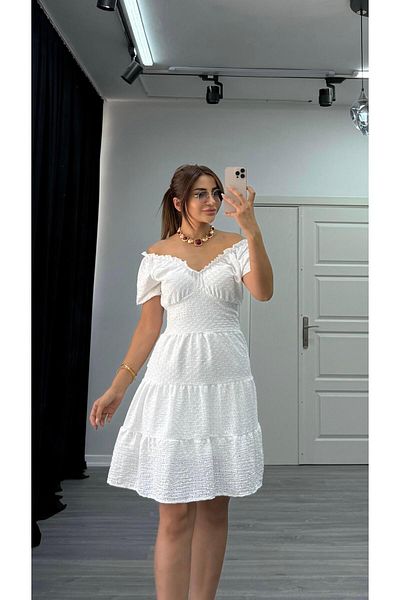 Daves Premium Quality Lining Brode Fabric Dress White