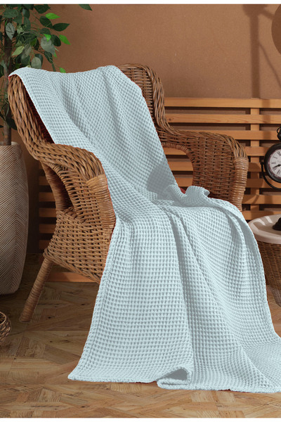 destinyhometex Waffle Pattern Fringeless Sofa Cover/Tv Blanket 100X200Cm