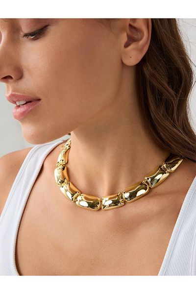 Jimmy Key Gold Color Metal Rectangular Adjustable Necklace