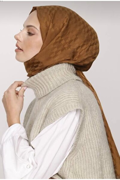 VALORSCARF Valor qoza desen ipek jakar şal altın kahve