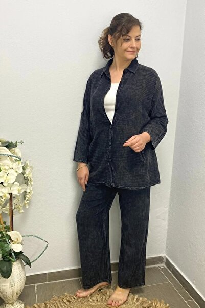 Mia Butik Women's Black Star Detailed Cotton 3 Piece Set