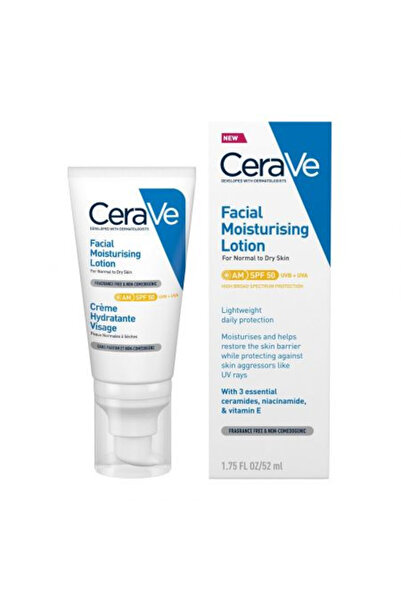 CeraVe Cremă hidratantă pentru ten normal-uscat cu SPF 50, 52 ml, Cremă, 52 ml