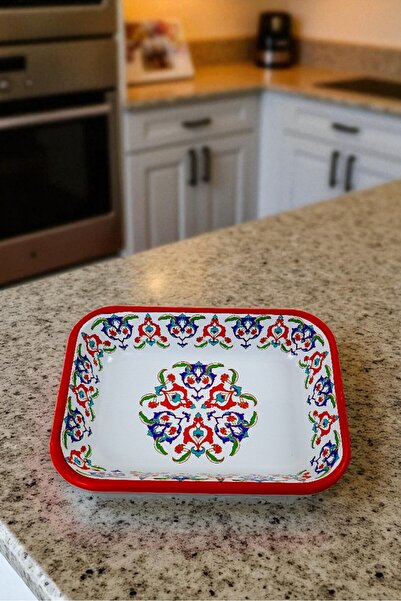 İnci Emaye No. 22 Enameled Square Plate Appetizer Breakfast Camping Picnic