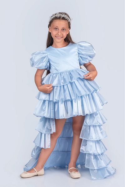 vestitino Volanella Girl's Evening Dress with Crown Double Style, Single Dress.