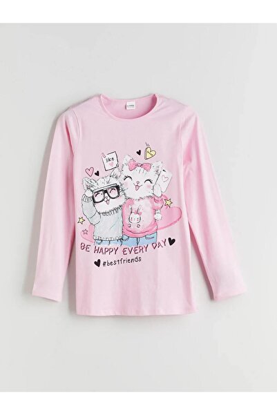 LC Waikiki LCW Kids Pembe Bisiklet Yaka Kız Çocuk Pijama Takımı