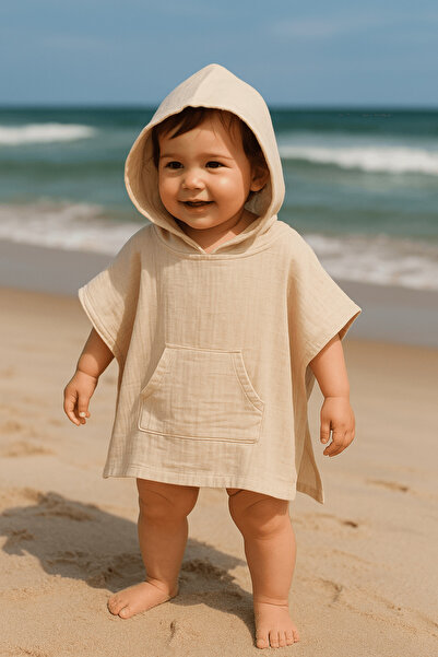 Baby Class Kapüşonlu Müslin Çocuk Panço