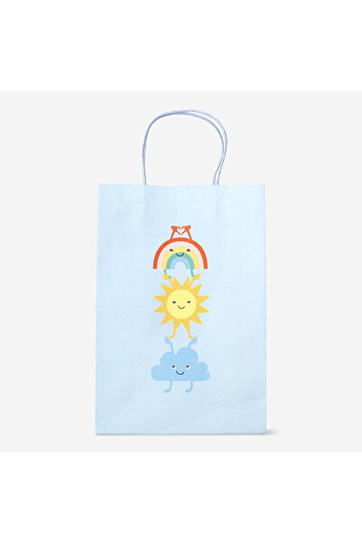 Flying Tiger Copenhagen Gökkuşağı Desenli Mavi Hediye Çantası 25 cm x 33 cm