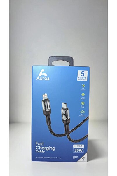 AUras كيبل شحن ايفون PD طول1.2سم من شركة بضمان 5سنوات
