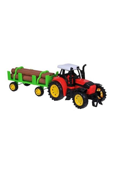 OEM Toy Tractor with Trailer and Logs, My FarmVillage, Multicolor, 36x10x13 cm
