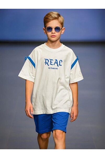 Zekids Παιδικό βαμβακερό μπλουζάκι μεγάλου μεγέθους με γραμμένο γράμμα