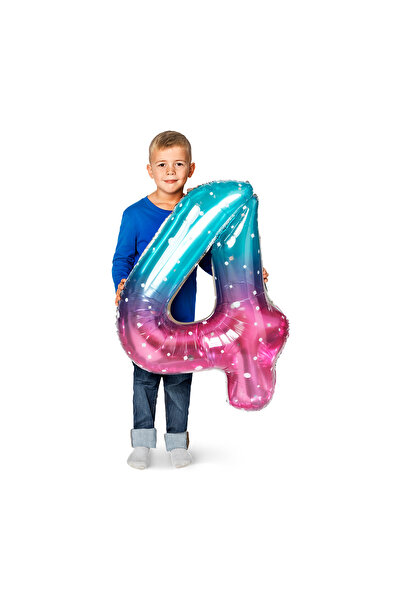 Flying Tiger Copenhagen Pembe Mavi Parlak 4 Numaralı Folyo Balon