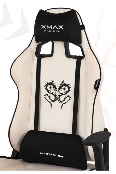 XMAX / Rio Plus Balerion Terletmez Kadife Kumaş Beyaz Gaming Oyuncu Koltuğu /...