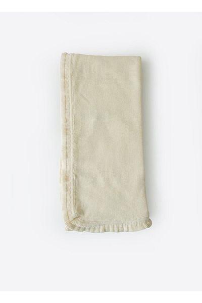 kitikate Organic Knitwear Thin Knitted Ruffle Blanket Natural
