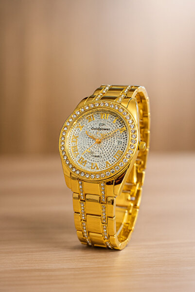 Goldpower Unisex Luxury Metal Wristwatch with Sim and Stone Detail