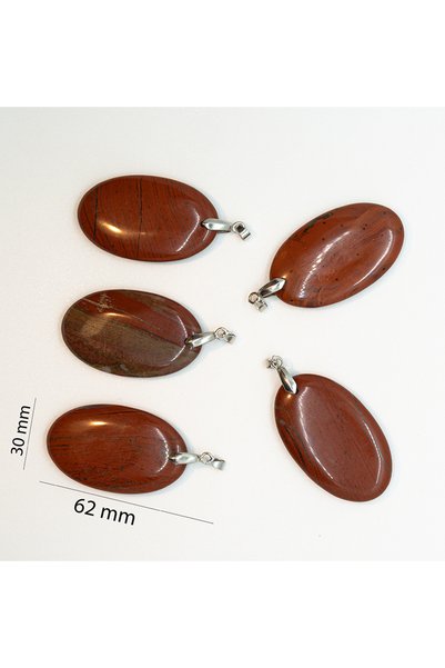 Yıldırım Large Size Jasper Natural Stone Pendant - Size 62X30 mm