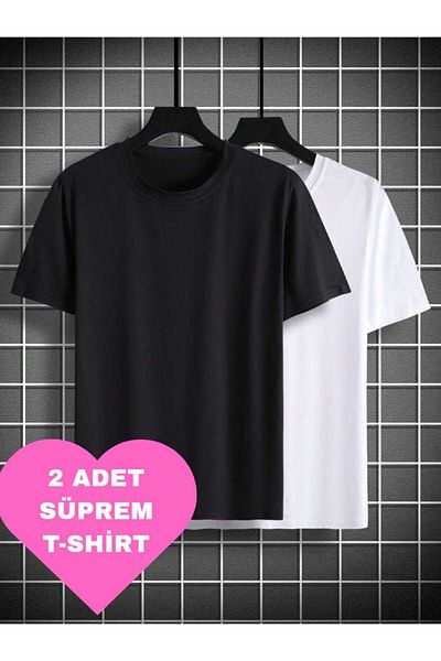 FUNSTYLE 2-Piece Men'S/Women's Solid Color T-Shirt