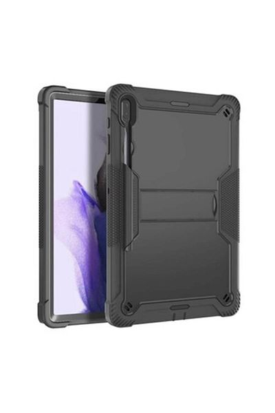WowCase Husa compatibila cu Samsung Galaxy Tab S7 FE + Folie, P84, Premium Lexgard, Pitch Black