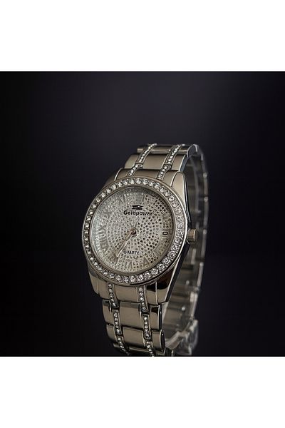 Goldpower Unisex Luxury Metal Wristwatch with Sim and Stone Detail