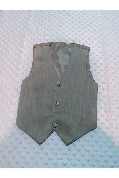 Terry 3 Button Beige Blazer Vest