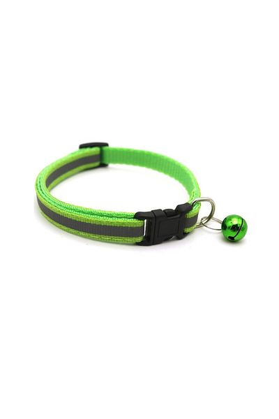 Bibilel Zgardă reflectorizantă pentru câini sau pisici, reglabilă, 21-33 cm, nailon, verde, RBT-BBL8138