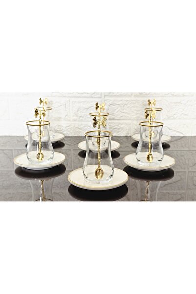 atabey home طقم شاي من البورسلين مكون من 18 قطعة - 6 أكواب - 6 أطباق - 6 ملاع...