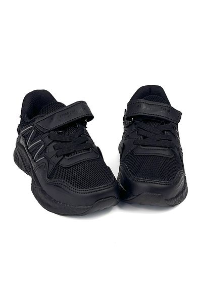 KAJILA Children's Unisex Black Velcro Comfortable Daily Sneaker Sports Shoes