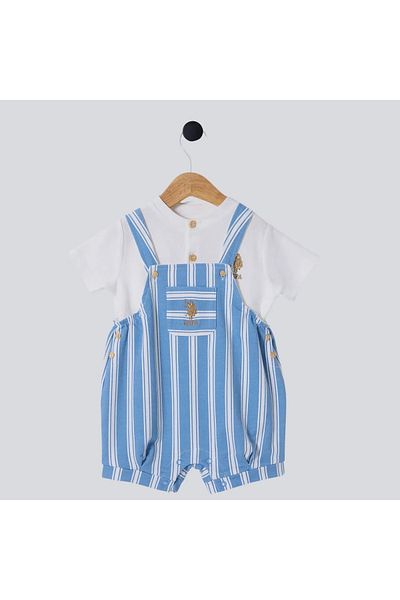 U.S. Polo Assn. U.S. Polo Assn. White Blue Baby Salopet Set