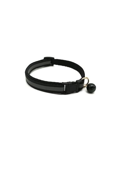 Bibilel Zgardă reflectorizantă pentru câini sau pisici, reglabilă, 21-33 cm, nailon, neagră
