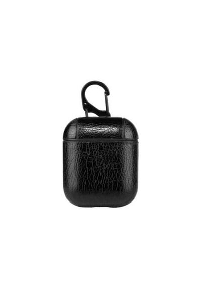 SOHO Husă de transport din piele compatibilă cu Apple AirPods, neagră