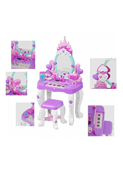 ByCaretta Prensesim Piyanolu Sandalyeli Makyaj ve Güzellik Masası Takımı
