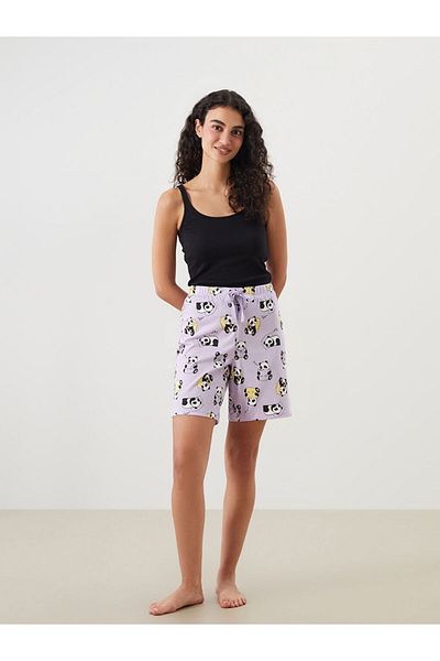 LC Waikiki Nou sezon, cu talie elastică, cu imprimeu panda, pantaloni de pijama pentru femei - S5JK35Z8