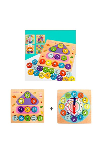 SDX Market Jucărie educativă tip ceas din lemn cu cărți