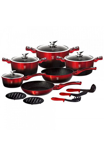 Berlinger Haus Marbled pots and pans set (15 pieces) made of forged aluminum ...