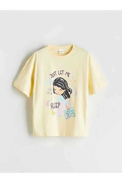 LC Waikiki Lcw kids yellow bicycle collar girl's pajama set