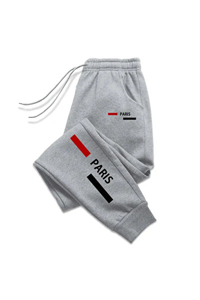 StartMore بنطال رياضي نسائي مطبوع باللون الرمادي من باريس للجنسين