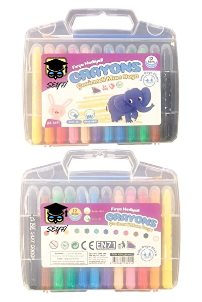 SEYFİKİRTASİYE 12 RENK ÇEVİRMELİ MUM BOYA (FIRÇA HEDİYELİ)