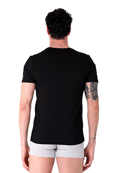 NORTH ICE 92% Cotton V-Neck Outdoor T-Shirt – Relaxed Fit, Antibacterial Fabric Black