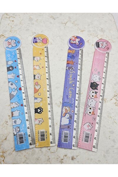 Meyra Accessories pisică riglă cu model cu labe 15 cm riglă drăguță cu modele și culori, opțiune de culoare 1buc