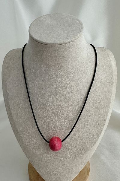 Modex Round Wooden Bead Black String Necklace (40cm)