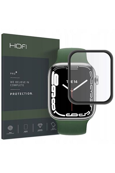 HOFI PRO+ Screen Protector for Apple Watch Series 7 45mm, Tempered Glass, Black