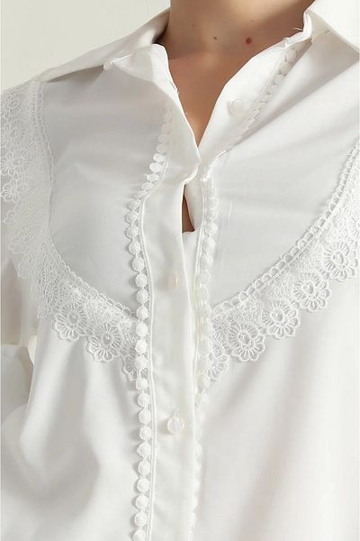 ribana White Lace Design Jessica Women's Shirt