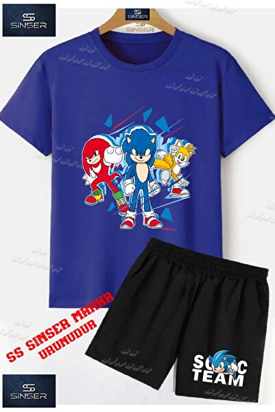 SS SİNSER Children's Unisex “Sonic 3-Piece Cut Painted“ Custom Printed Crew N...